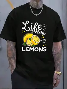 100% Cotton Funny Lemon T-Shirt Women's Men's Graphic Tee Crew Neck summer vacation Tops