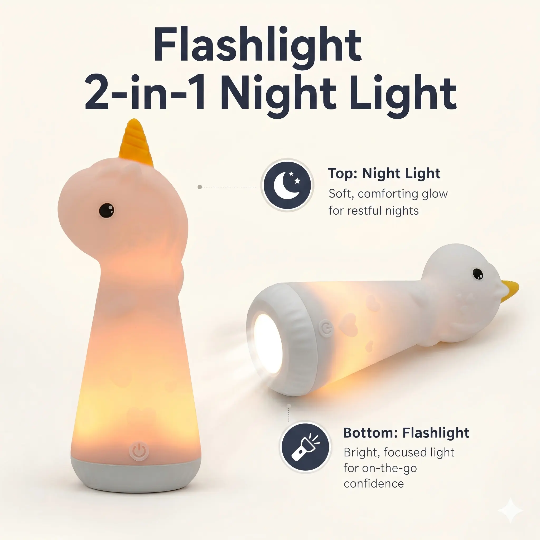ShaArkMango Kids Flashlight & Night Light, Rechargeable Soft Silicone Toddler Nightlight for Bedroom, Nursery, Travel & Emergency Nighttime Use
