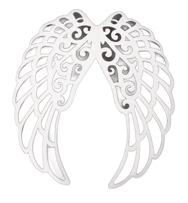 24" x 22" Metal Angel Wing Decor – Ivory