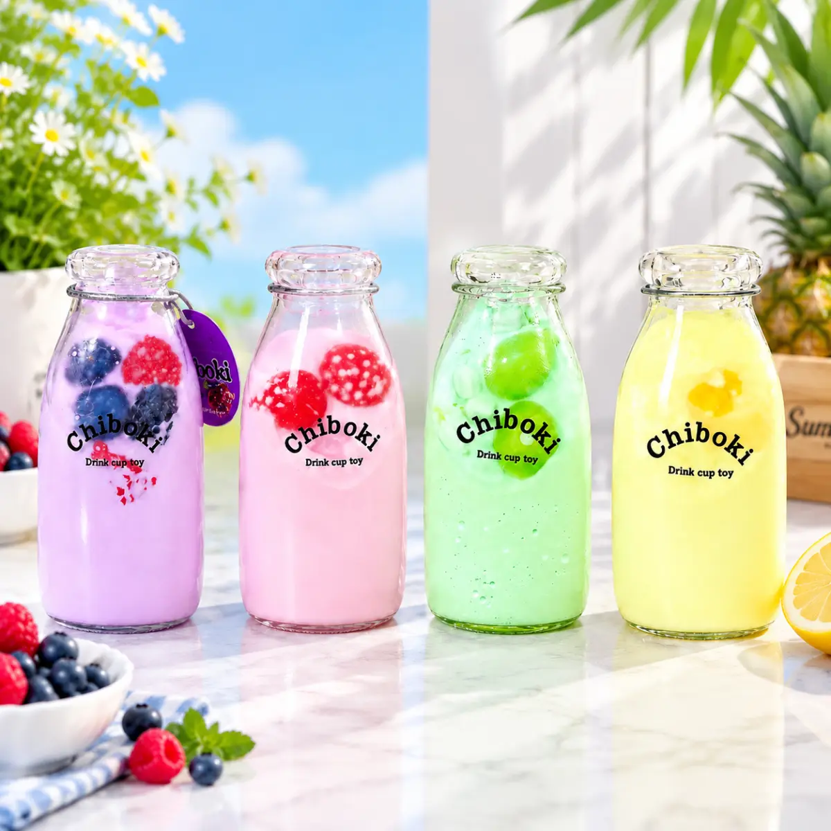 Chiboki Milk Bottle Squishy, Slow Rising Squeeze Fidget Toy, Soft Sensory Stress Relief Kawaii Gift for Kids & Adults