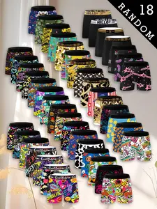 Men's Underwear Set, Random 18 Pcs Comfortable & Stylish Design, Casual Fitted All-Season Wear, Versatile Inner & Outerwear Options