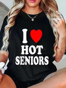 100% Cotton Unisex I Heart (Love) Hot Seniors College Fraternity Sorority T-Shirt
