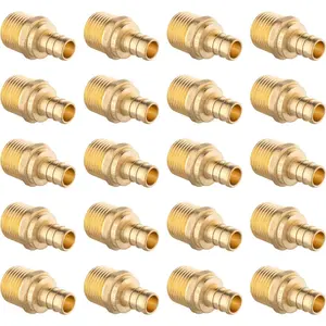 20-Pack  PEX 1/2 Inch x 1/2 Inch NPT Male Adaptors Brass Crimp Fittings
