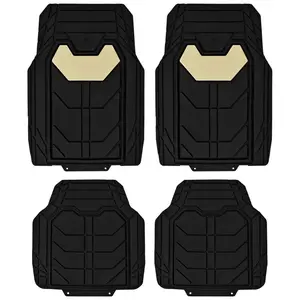 FH GROUP Bold Geometric Waterproof Car Floor Mats - Full Set Beige, Modern Design, Universal Fit Car Interior Accessory for Automotive Interiors
