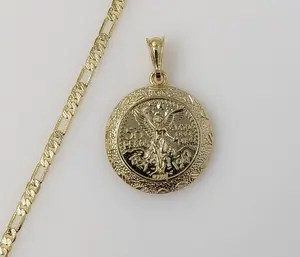 Plated Mexican Centenario 4mm 14K Diamond Cut Figaro Chain Necklace