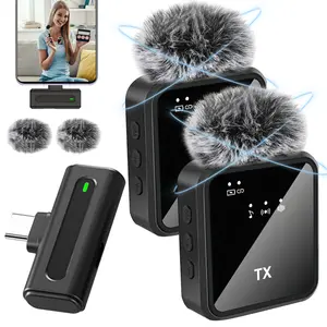 Wireless Lavalier Microphone, Clip On Mic, USB Rechargeable Condenser Microphone, Omnidirectional Recording Microphone for Video Conferencing, Singing, Gaming, Audio