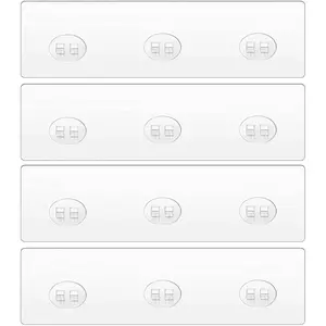 4 Packs Shower  Adhesive Replacement,  Adhesive Hooks for Shower  Kitchen Racks, No Drilling Transparent