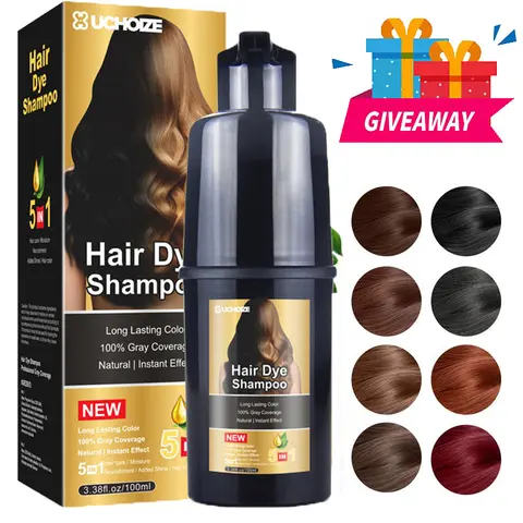 UCHOIZE 100ml Unisex Hair Color Shampoo - 5-in-1 Instant Haircare Formula, 99% Gray Coverage, Herbal Essence, Liquid Conditioning, Cleanses and Colors, Travel Size