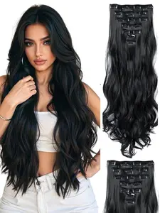 7 Piece Wavy Clip-In Hair Extensions for Women, Synthetic Wavy Hair, Easy-To-Use Claw Clips, Natural Thick Waves for Daily Wear, Versatile Styling Options, Loose Wavy Wave