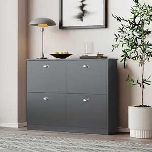 Shoe Cabinet,Hidden Slim Narrow Shoe Rack Cabinet with 4 Drawers for Entryway, Foyer,Hallway,Bedroom (Gray)
