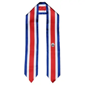 Costa Rica Flag Graduation Stole, Sash, Scarf, Gift, Students, High Quality, High School, College, Scarves, Adults, Men and Women, Satin