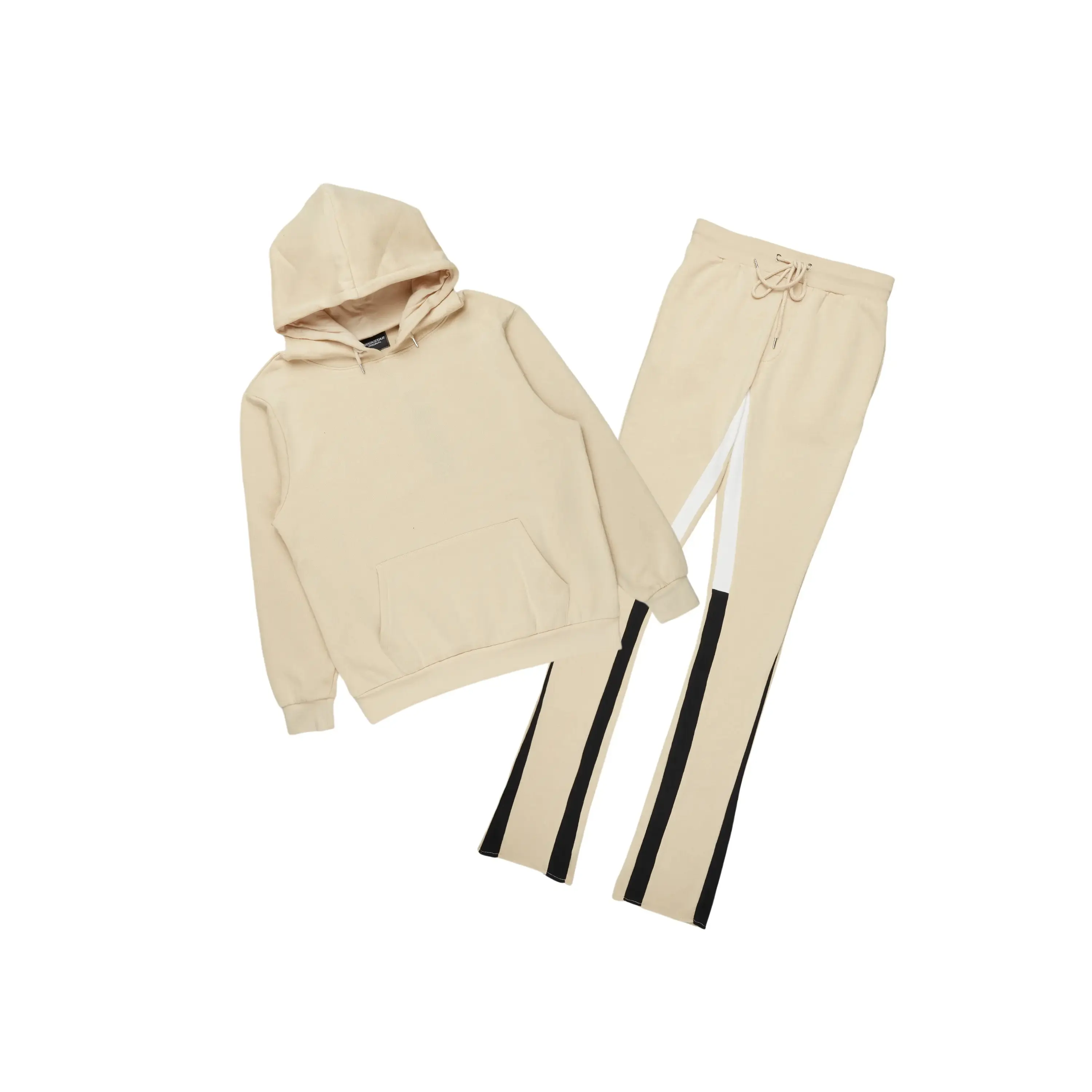 Basic Beige Hoodie/Stacked Flare Track Set