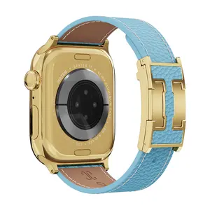 CRAZYGRASS Women's Luxe Lychee Grain Magnetic Leather Watch Band Soft and Breathable Adjustable Strap Suitable for Apple Watch Series 1 to 11 and SE 38mm to 49mm Watch Not Included