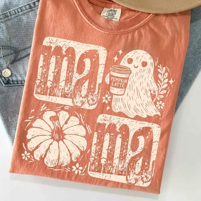 Fall Mama Shirt COMFORT COLORS Tee Thanksgiving Fall Shirt For Mom Halloween Mama Shirt Custom Your Color Shirt Pumpkin Spice Mama Shirt