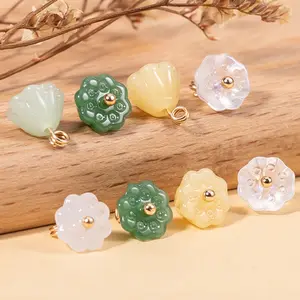 10pcs Lotus button button Chinese retro Hanfu ancient style cheongsam decoration buckle accessories Imitation jade lotus glaze button high-end exquisite fashion new Chinese style Tang style cheongsam button decoration accessories