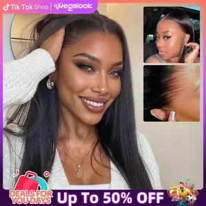 [Upgraded Skin Melted HD Lace] 250% luxury Density Megalook 13x6 Glueless Lace Frontal Wig Pre-Everything Natural Hairline HD Lace Skin Melted Silky Straight Human Hair Wigs With Drawstring#WorldCup2026#gameday outfits#SummerWins #DealsForYouDays