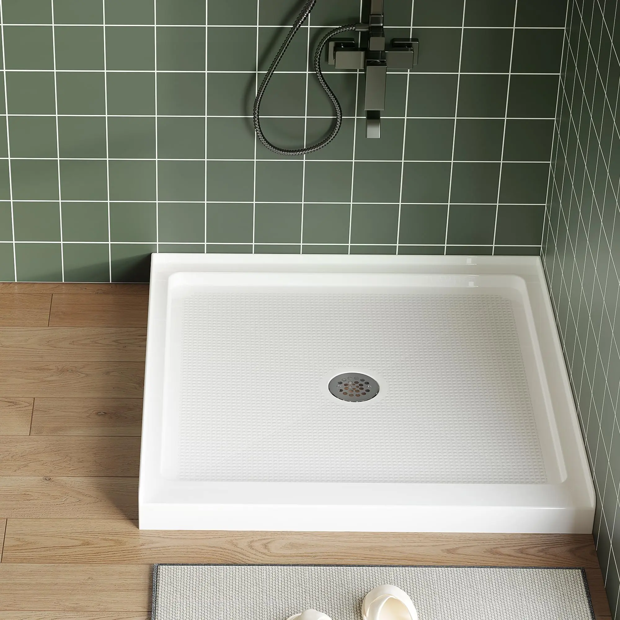 Garvee Versatile Shower Bases Available in Multiple Sizes (36"x36", 60"x36", 48"x32", 60"x32") Featuring Solid Structural Support, Slip-Resistant Textured Surface, Leak-Proof Design, and Premium Drain System with Removable Stainless Cover