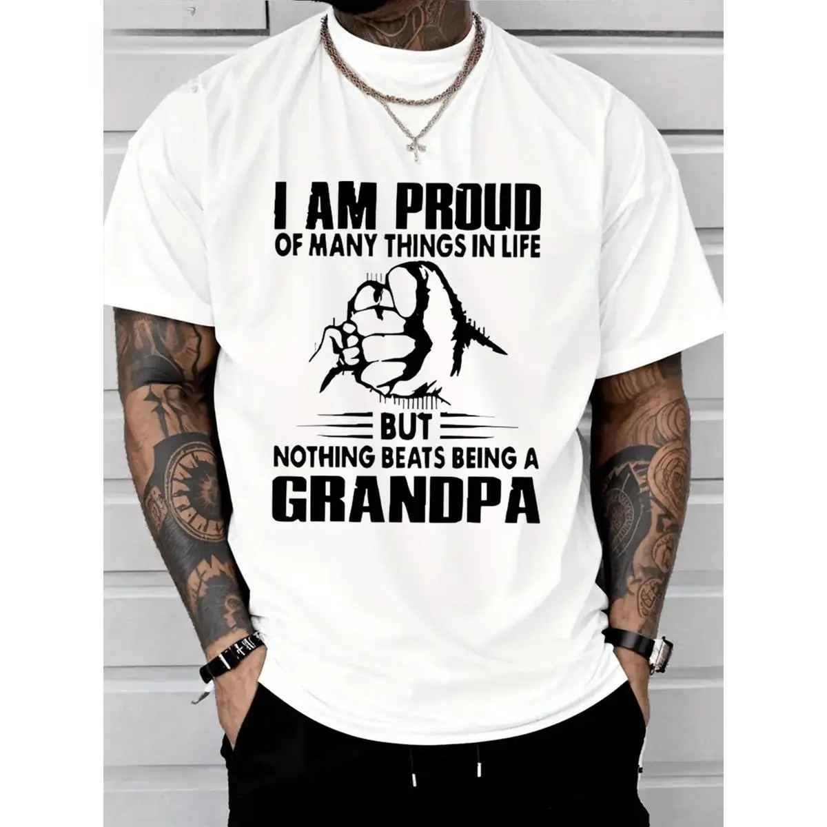 Proud Of Many Things In LifeNothing Being A Grandpa Monogrammed T-Shirt 100% Heavy Cotton T Shirt