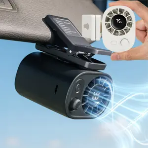Car Clip On Fan No Cooling Function with LED Display 360 Rotation 100 Speeds Adjustable USB Rechargeable Personal 1800mAh Battery Stepless Speed Adjustment Charging - Button