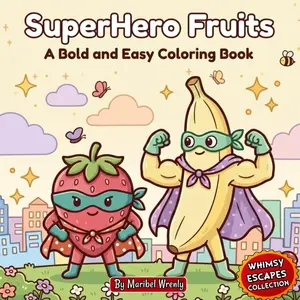 SuperHero Fruits Coloring Book: Bold, Easy-to-Use Activity Book with Cute, Powerful Fruit Heroes, Thick Lines for Stress-Free, Marker-Friendly Coloring (Whimsy Escapes: A Calming Coloring Journey), Coloring Books