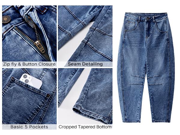 GRAPENT Barrel Jeans for Women Trendy High Waisted Wide Leg Baggy Cropped Relax Fit Stretch Denim Trouser Ankle Pants SpringStatements GRAPENT Barrel Jeans for Women Trendy High Waisted Wide Leg Baggy Cropped Relax Fit Stretch Denim Trouser Ankle Pants SpringStatements
