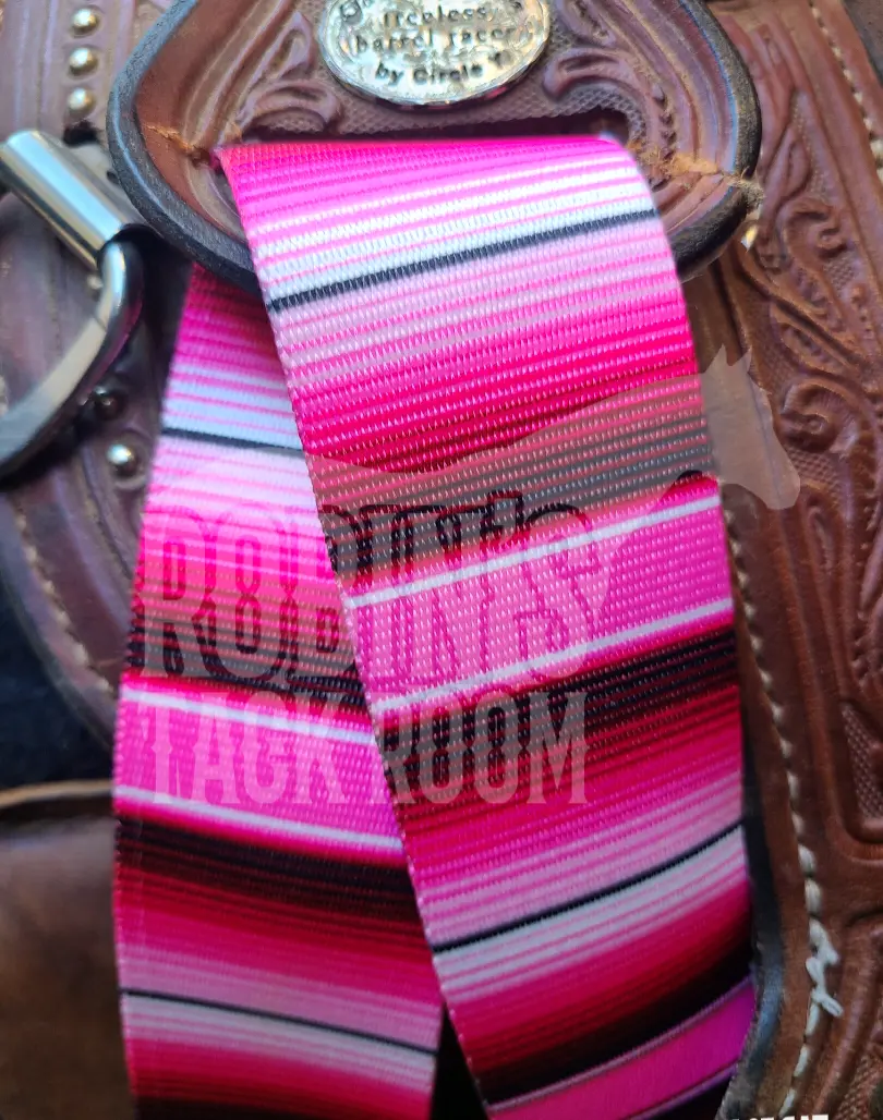 Pink serape latigo and off billet set