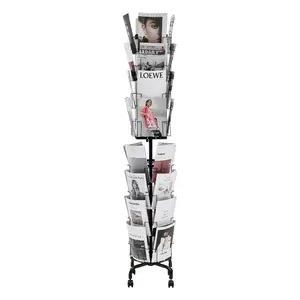 VEVOR Greeting Cards Display Rack, 32 Pockets Rotating Postcard Brochure Display Stand, 360 Spinning Card Display Rack with Sign Holder 4 Wheels (2 Lockable) for Exhibitions Office Trade Show