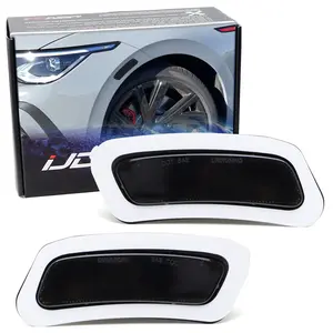 iJDMTOY Black Smoked Reflective Lens Front Bumper Side Marker Lens For Volkswagen 2022-up MK8 Golf/GTI, Replace OEM Amber Reflector Assy