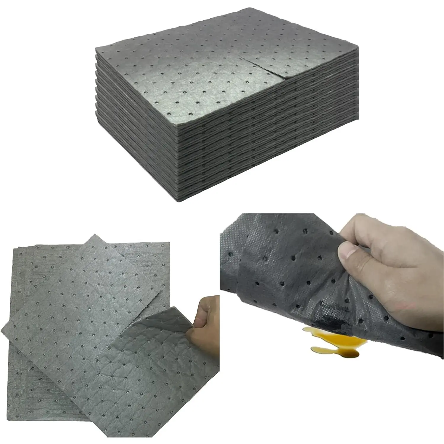 30-Pack Oil Absorbent Pads (30 Sheets, 13"x9.8") | 100 Gray Garage Mats | Universal Drip & Spill Pads for Automotive, Small Engines - Absorbs Oil, Antifreeze, Brake Fluid, Tear-Cuttable