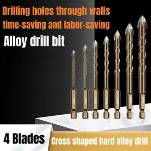 7-Piece Tile Drill Bit Set, Hex Shank Hardened Steel Triangle Drill Bits for Glass Cement Hole Drilling, Durable & Efficient Tool Kit