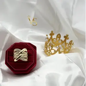 Valdes Luxury 14K Gold Plated Laminated Ring – Elegant Zirconia Design Ring – High Quality Daily Wear Jewelry