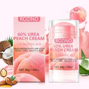 【Ten pack at a better price】ROZINO 60% Urea Cream with 2% Salicylic Acid 1.41 oz Moisturizing Foot Hand Cream Stick for Cracked Skin Peach Scent 2 Packs
