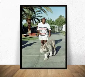 Mike Tyson With Tiger Poster, Wall Art Painting Print