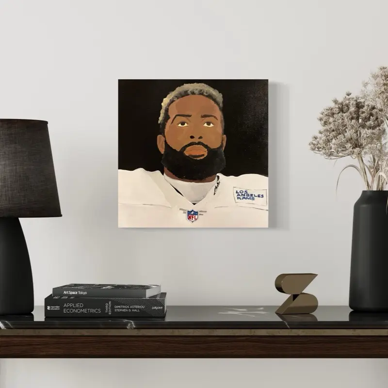 Odell Beckham Original 12 x 12 Painting - Artwork Featuring NFL Player in Los Angeles Rams Uniform