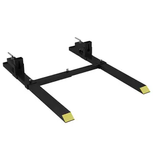 Heavy duty clamping pallet fork for tractor loader bucket -60 inches, 2000 pound capacity, adjustable stabilizer bar, fork frame attachment for sliding steering and material handling