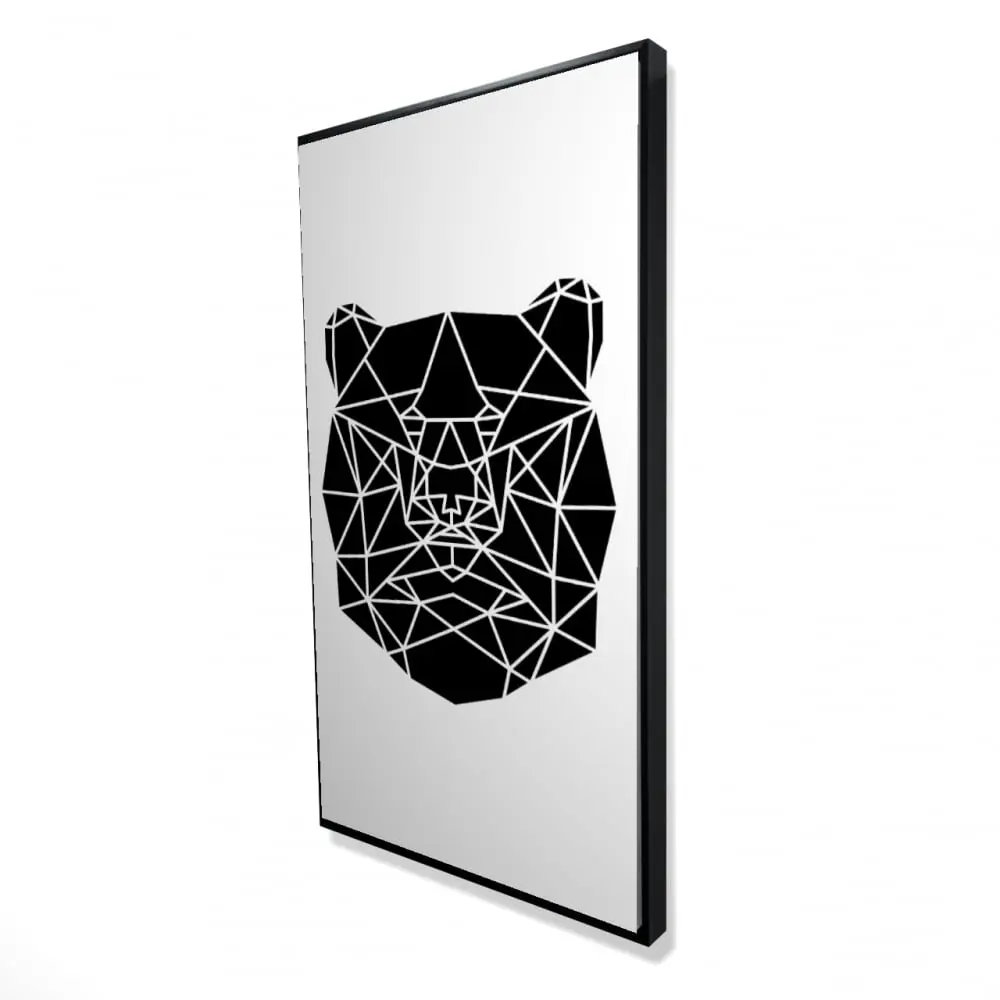 360 Stand Monochrome Black Framed Canvas Decor, 24X48" in. Minimalist Geometric Bear Head Wall Artwork, Artistic Print for Home Decor, Decoration, Modern Abstract Design, Room Decorations, Alternative Artistic Wall Arts, 24" X 48"
