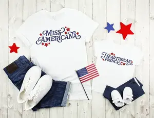 Miss Americana & Heartbreak Prince TShirt - Happy 4th of July Crewneck Tee for Family - Unisex Classic Fit - Casual Summer Wear - Made in USA