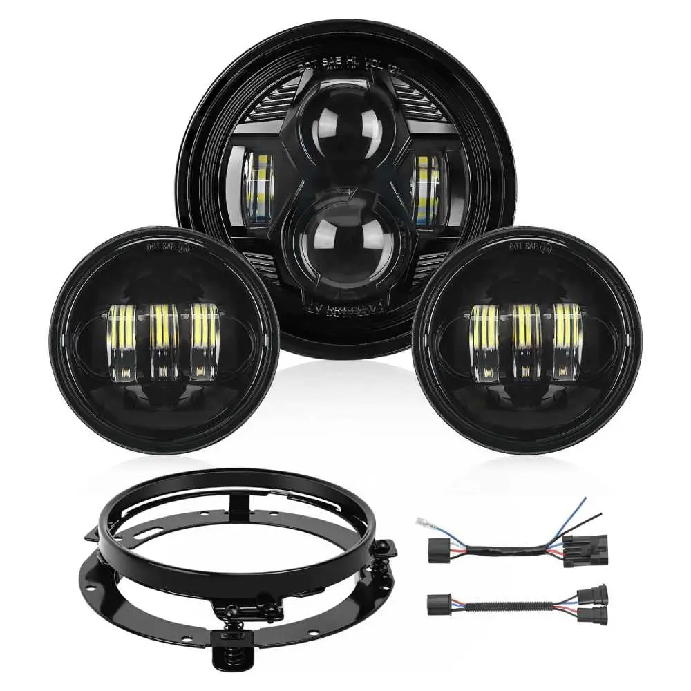 7Inch Headlight +4.5Inch Fog Lights Black