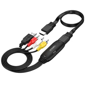 RCA to HDTV Converter, AV to HDTV Adapter, 1080P Mini RCA Composite CVBS Video Audio Converter Adapter, Support PAL/NTSC for TV/PC/ PS3/ STB/Xbox VHS/VCR/Blue-Ray DVD Players (HDTV Cable Included)