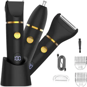 3-in-1 Electric Body Hair Trimmer, Cordless Body Hair Shaver for Men, Rechargeable Men’s Hair Removal Tool & Body Razor, Great Husband Gift for Birthday
