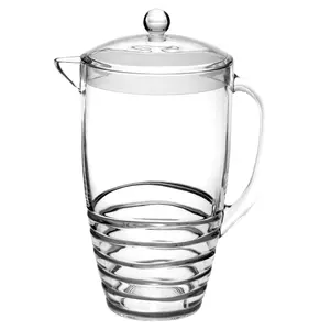 HomeRoots 523321 2.5 qt. Swirl Acrylic Pitcher, Clear