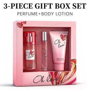 3-Piece Set,Women's Eau De Parfuma Spray And Body Lotion Gift Box,Long Lasting Fragrance, 4 Different Scents, Perfect For Holiday Gifts, Dating, Daily Life, Parties,2.5 fl oz Body Mist,0.27 fl oz Perfume,2.5 fl oz Body Lotion