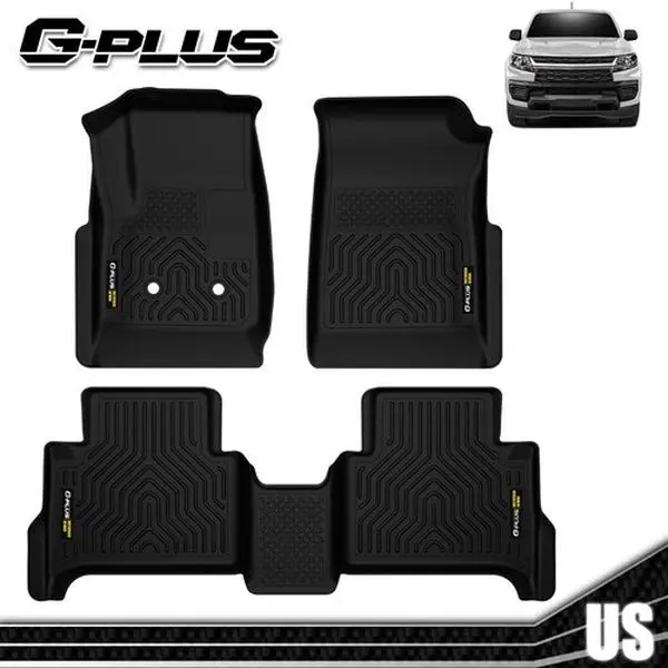 G-PLUS TPE Floor Mats for 15-22 Chevy Colorado Floor Mats/ GMC Canyon Crew Cab Full Set All Weather Waterproof Anti-Slip TPE Rubber Floor Liners Upgraded Version