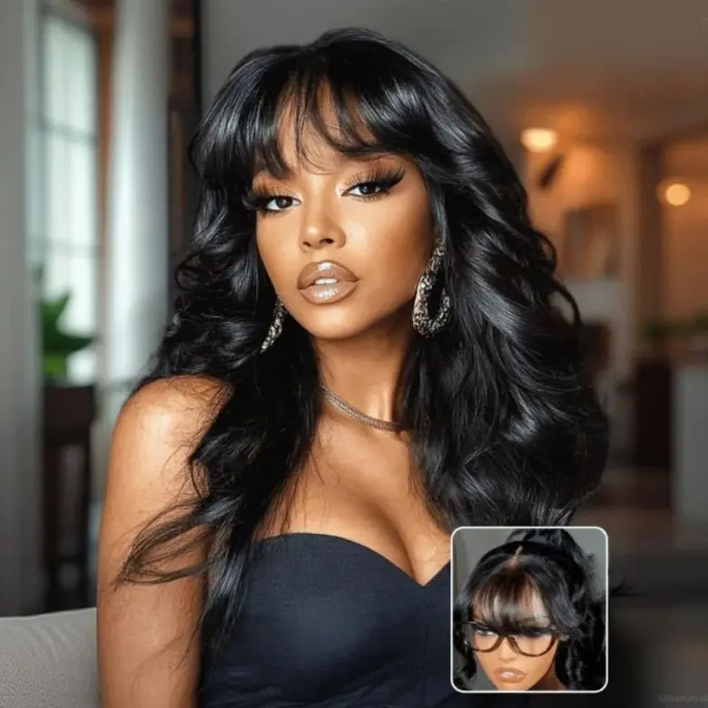 【200% Density】UNice Pre-Everything Fluffy Natural Loose Wave Wig with Curtain Bangs Glueless 13x4/7x5 HD Lace Human Hair Wigs Friendly for Beginners