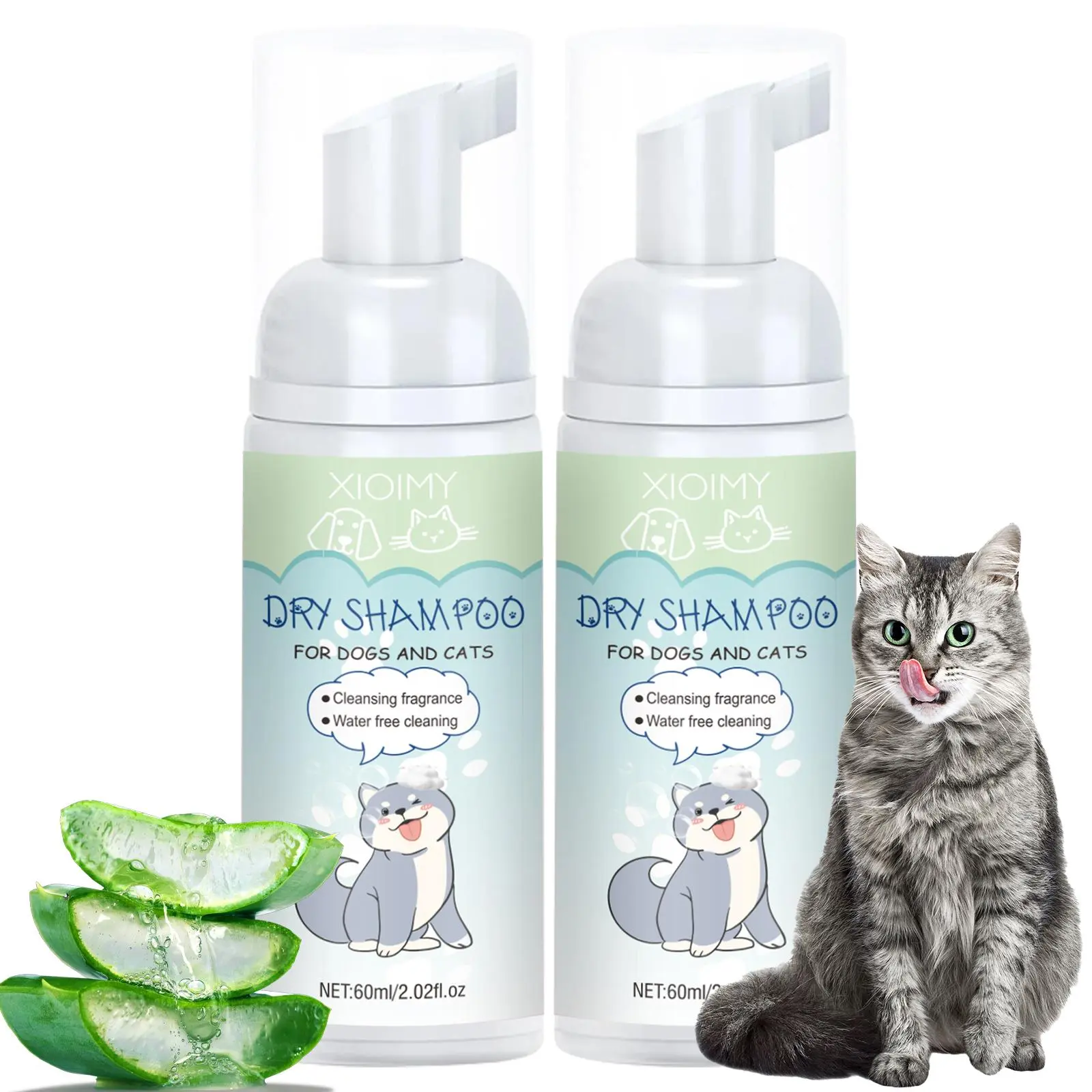 Pet Dry Shampoo Foam, 2 Counts/set Pet Hair Cleaning Foam, Pet Grooming Foam, Dog & Cat Cleaning Supplies, Dog & Cat Shower Gel, Grooming Products
