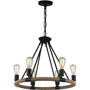 CWI Lighting Ganges 6 Light 25 inch Black Up Chandelier Ceiling Light 9671P25-6-101