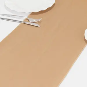 Scuba Polyester 12"x108" Table Runner Nude - Wrinkle-Free Table Linen