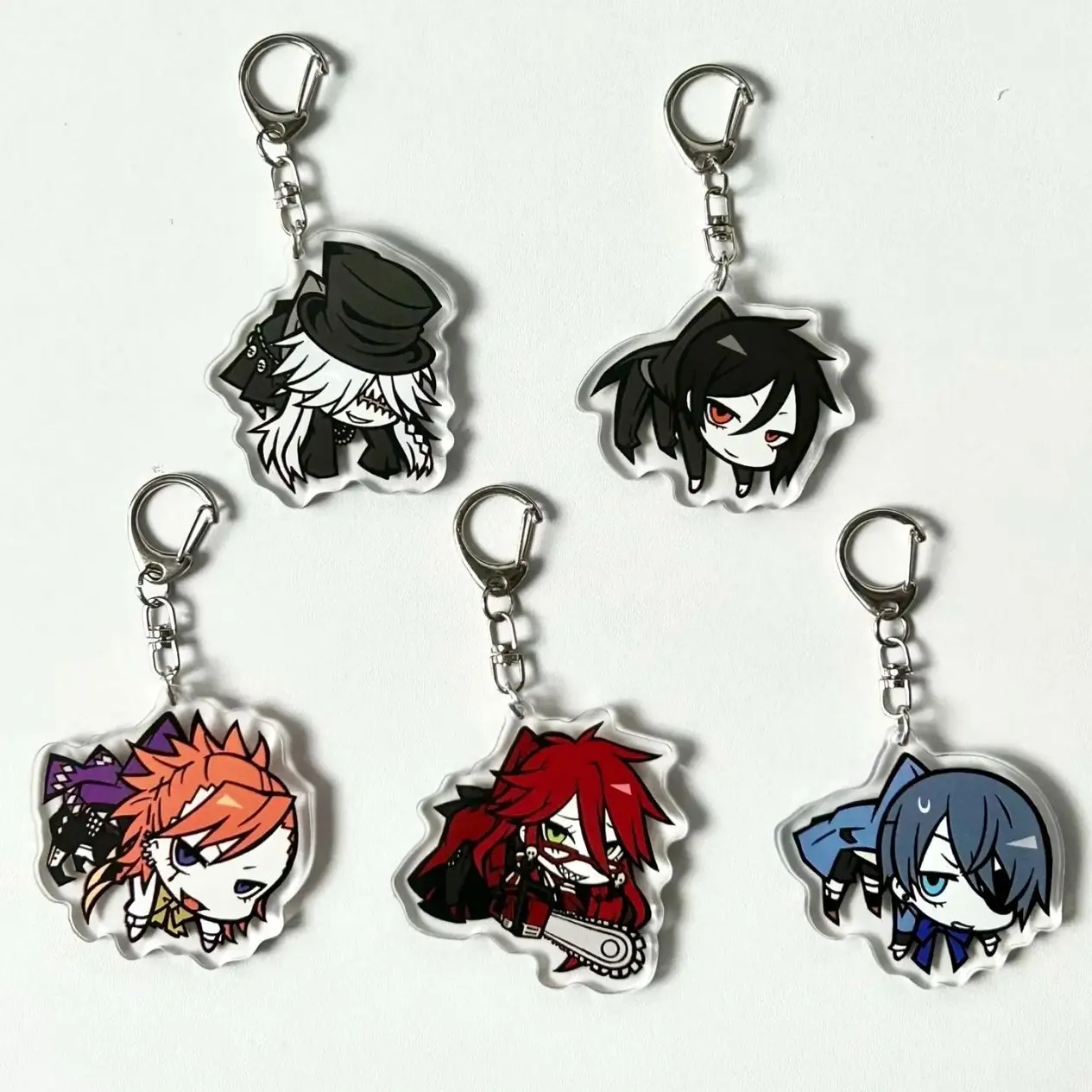 5 Ops Black Butler Acrylic Keychain, Sebastian Michaelis Double Side Keychain, Ciel Phantomhive, Anime Gift for Friend