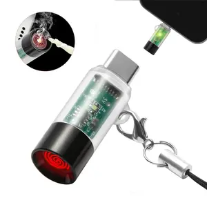 Type-C Phone Mini Electric Lighter - Aluminum Alloy Material, Windproof, Anti-Pressure & Anti-Drop, Portable Low-Power Consumption, Lightweight Energy-Saving Lighter, Powered by Mobile Phone or Power Bank, Compatible with iPhone15/16/17 & Samsung