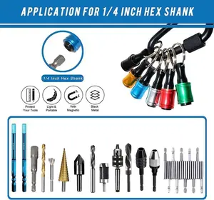 Colorful Aluminum Alloy Keychain Organizer Set - 1/4 Hex Shank Socket Adapter with Quick - Release Connector torque  Steel Short Barrel  adjustable wrench Flex-Head Ratchet Corded Jig Saw  Amp Motor Hydraulic Tube Expander chisel bits